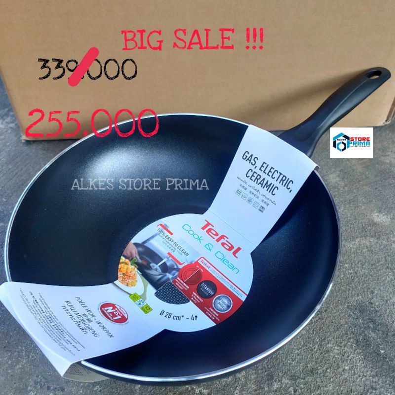 Tefal cook & Clean Wokpan 28 cm/wajan anti lengket/wajan 28 cm