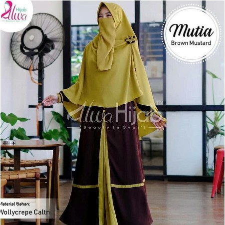 Gamis remaja kekinian Mutia Syari Free hijab+cadar / Gamis / Dress Muslim gamis set quality premium 