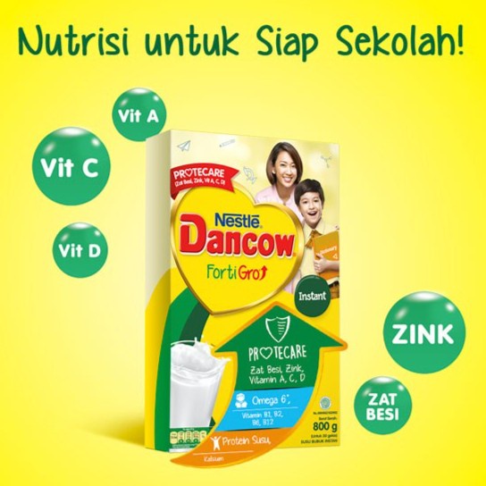 DANCOW FortiGro Susu Bubuk Instant / Full Cream / Coklat Box 780g