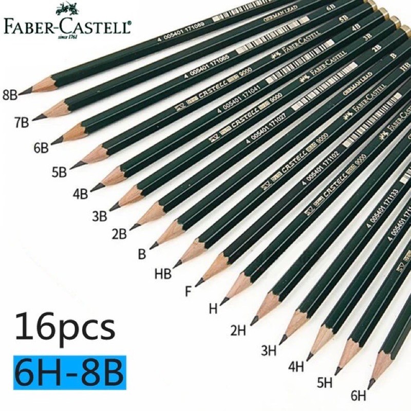 

Faber Castell Pencil Pensil 9000 8B 7B 6B 5B 4B 3B 2B B HB F H 2H 3H 4H 5H 6H