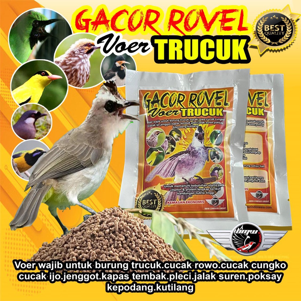 Jual Voer Trucuk Penggacor Burung/Pakan Burung/Pakan Hewan/Vitamin  Hewan/Suplemen Hewan/Gacor Rovel/Penggacor Burung Indonesia|Shopee Indonesia