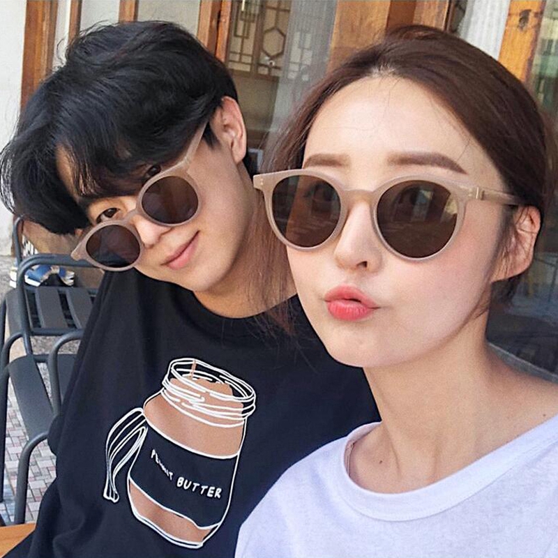 Korean Fashion Round Eye Cat Black Glass Women/Men Sunglasses