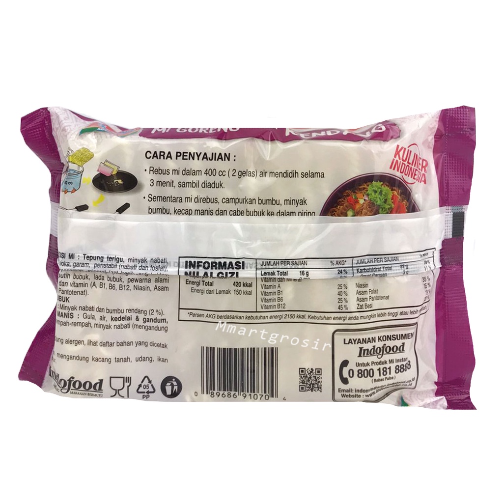 Indomie / Mie Goreng Instan / Mie Goreng Rasa Rendang / 91gr