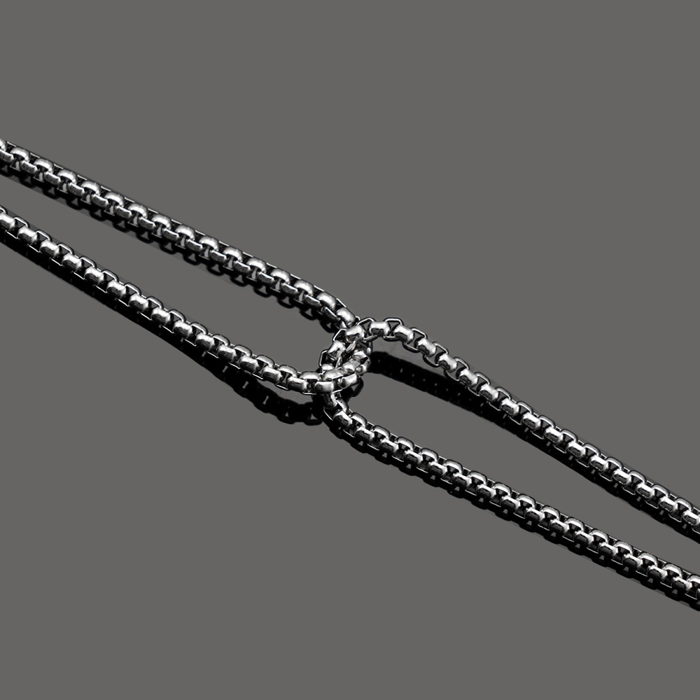 Gelang Rantai Double Strand Rolo Dengan Salib Bahan Stainless Steel Gaya Punk Untuk Pria