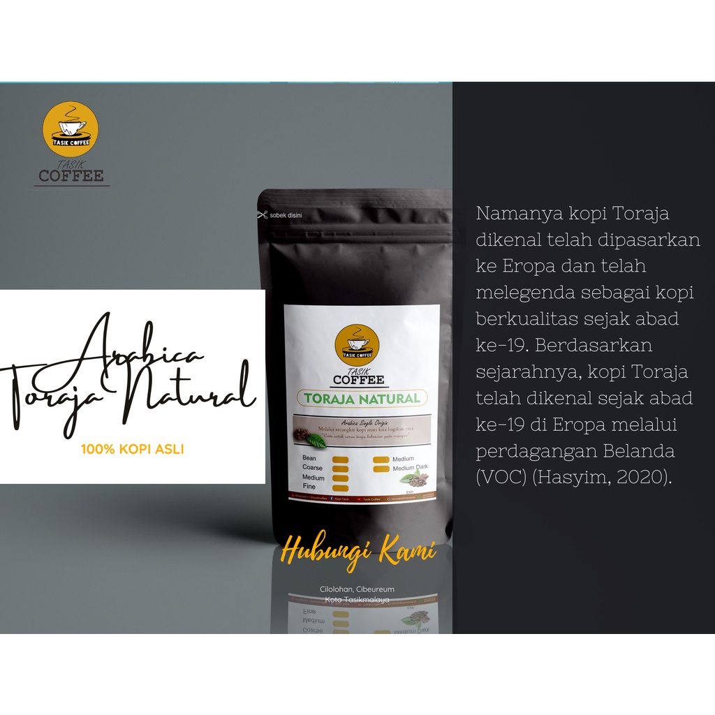 

KOPI TORAJA NATURAL 200G BIJI/BUBUK (HALUS/SEDANG/KASAR)