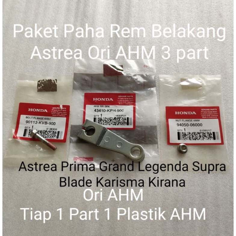 Paket Paha Rem Belakang Astrea PrimaGrand Legenda Supra Karisma Kirana 3Part Ori AHM