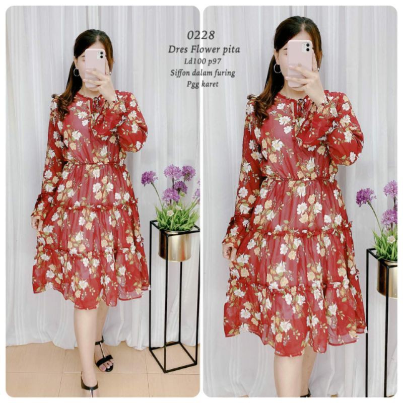 

Ready Dres Flower Pita GS0228 4 Warna