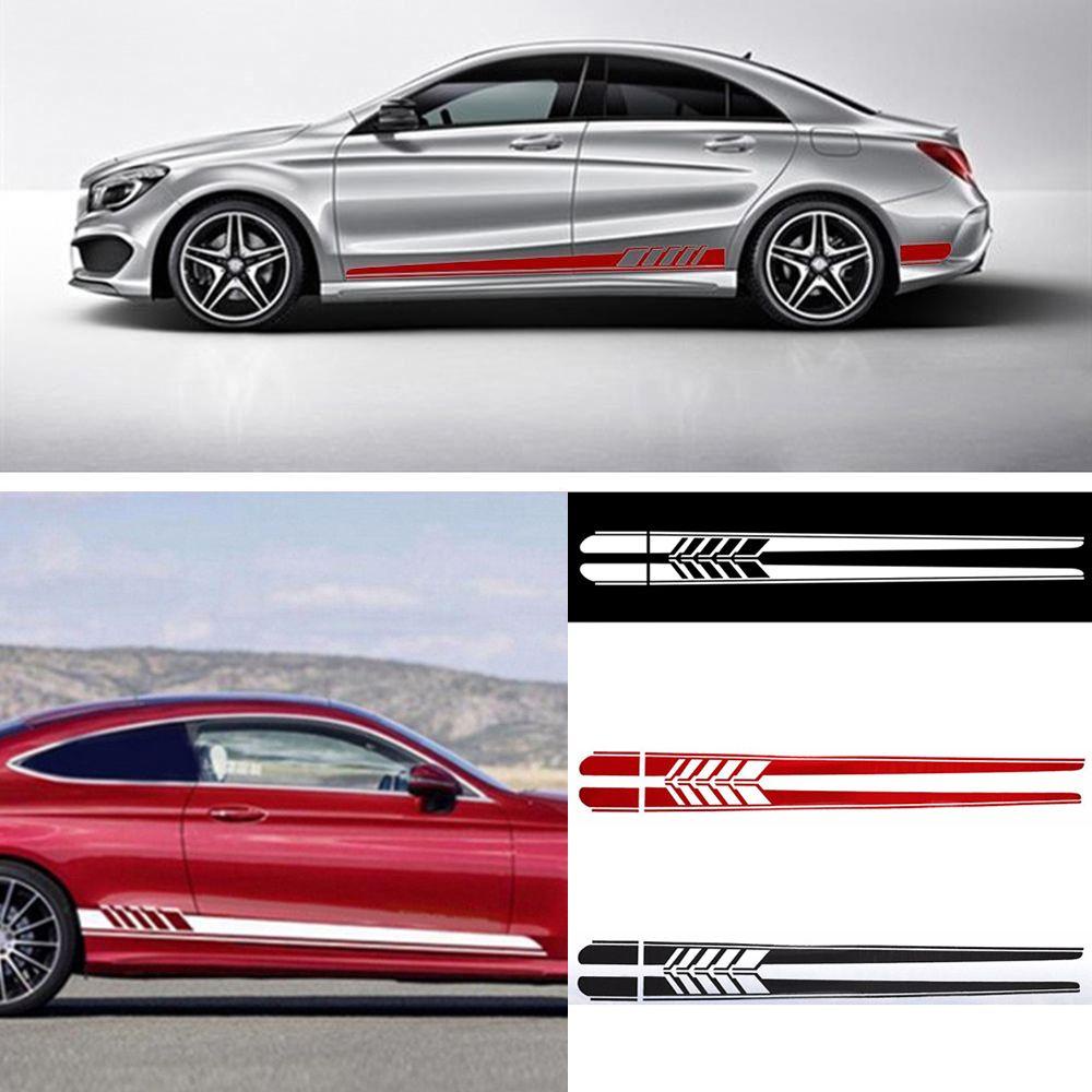 TOP 2pcs Stiker Mobil Fashion Auto Decal Sport Stripe Untuk Mercedes-Benz