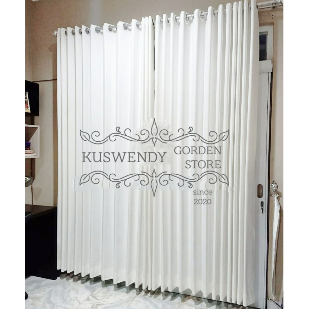 Gorden Blackout Putih 200 x 250 ~ 300 cm Tinggi 2.5 ~ 3 meter Polos Hordeng Jendela Pintu Tirai Minimalis