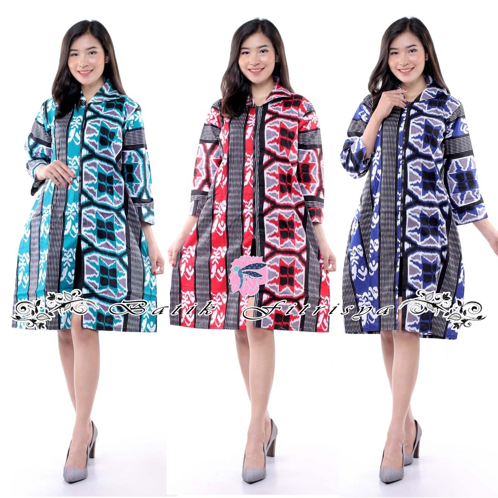 TUNIK DRESS BATIK WANITA JUMBO MOTIF TENUN SONGKET MODEL TERBARU & TERLARIS BATIK PREMIUM WANITA