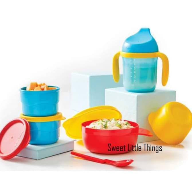 New Tiwi Todz Set Makan Anak Tupperware Alat Makan Minum Original