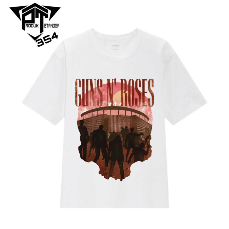 KAOS BAJU GUNS N ROSES - TSHIRT OVERSIZE BAND METAL VINTAGE ROCK MUSIK - PUTIH PRIA WANITA DEWASA 24
