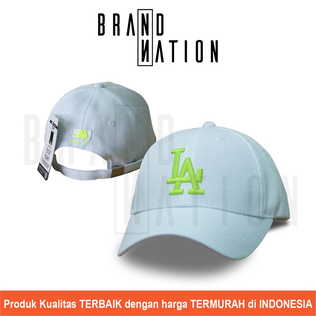 Topi Baseball LA Los Angeles WHITE YELLOW NEON Major League Baseball Cap