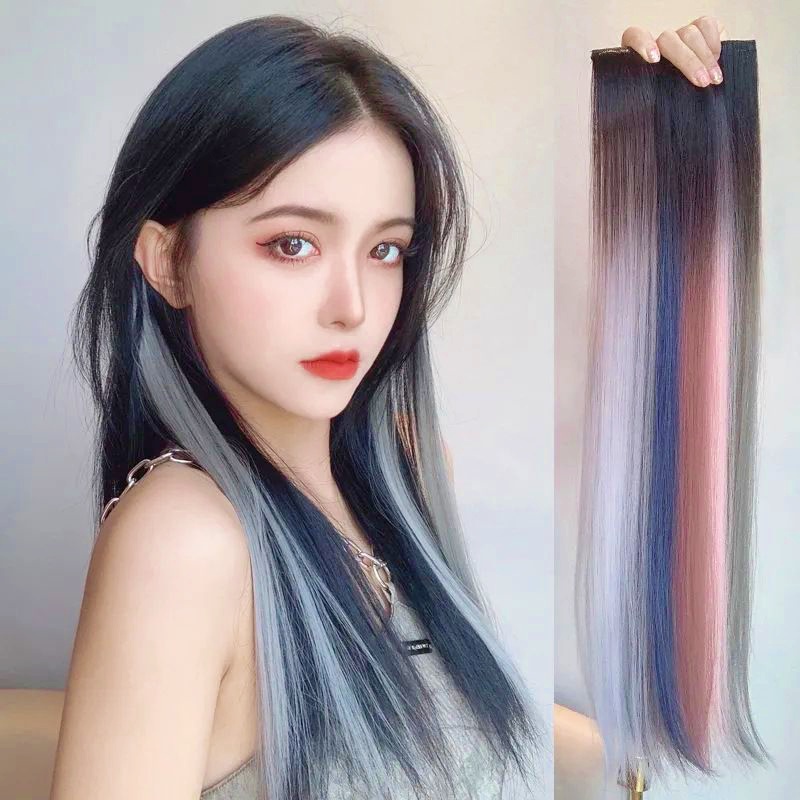 Rambut Jepit Palsu pemanjang rambut wanita / Colourful Hair Extention / Wig wanita