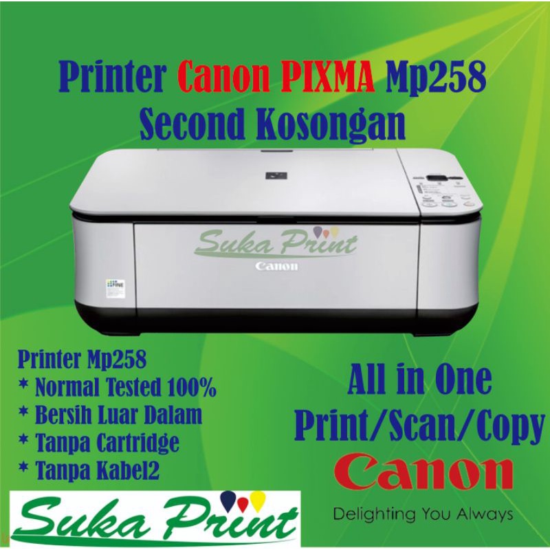 Print/Scan/Copy Canon PIXMA Mp258 Kosongan Tanpa Cartridge