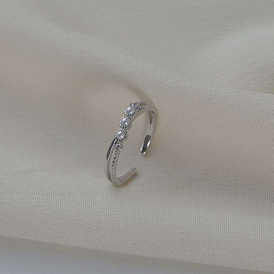 Cincin Silver S925 Hias Mutiara Berlian Untuk Wanita