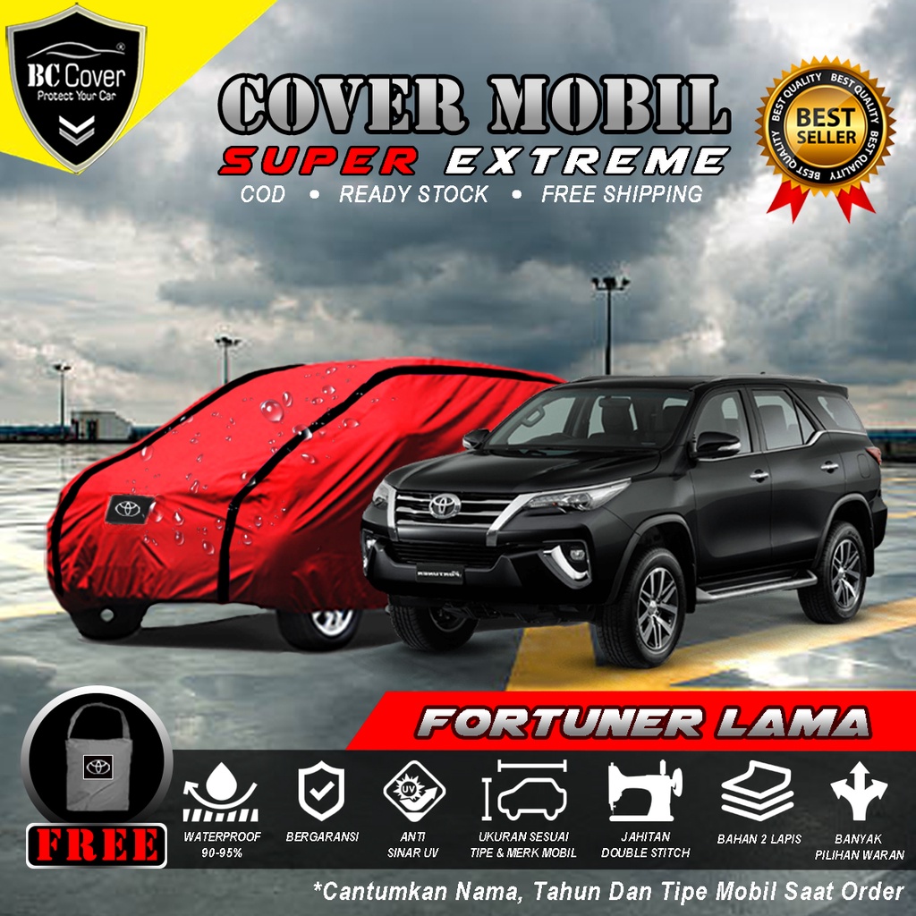 Body Cover Mobil Fortuner Outdoor Waterproof / Sarung Mobil Fortuner Lama Waterproof / Selimut Tutup Mobil Fortuner VNT TRD Sportivo Penutup Mantol Kerudung Mantel Mobil Fortuner Waterproof Outdoor Anti Air