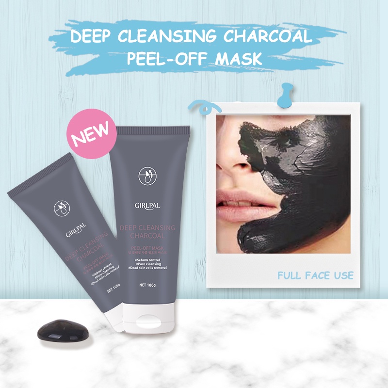 GIRLPAL 2PC/Set Centella Asiatica Peeling Gel &amp; Charcoal Peel Off Mask Blackhead Cleaner Facial Glowing Skin Care 100g