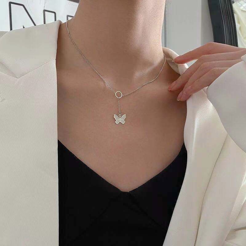 Kalung Rantai Korea Yumi Choker Juntai Butterfly O-Ring Korean Necklace