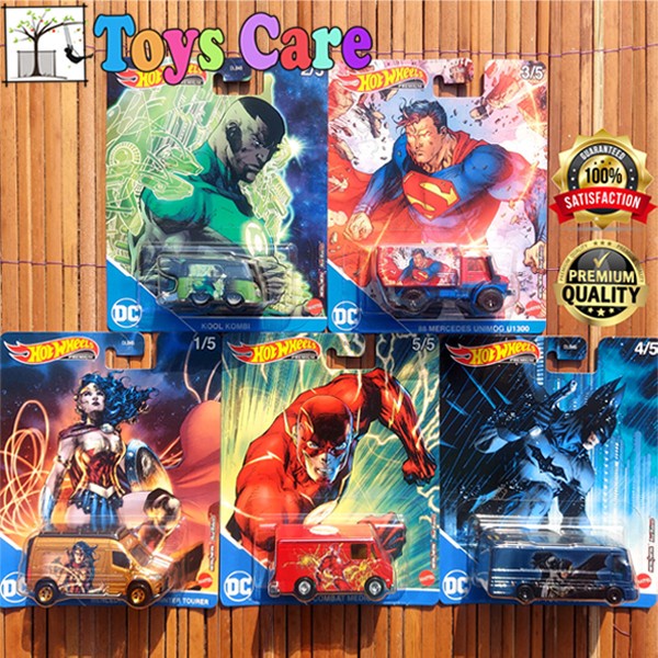 HOTWHEELS DC UNIVERSE SET 5 PCS - VW KOOL KOMBI MERCEDES BENZ UNIMOG