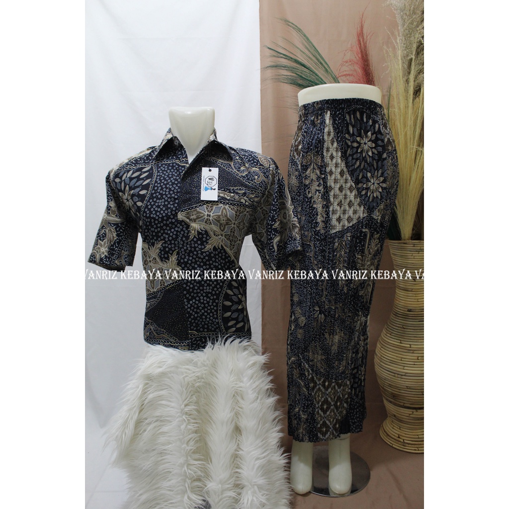 BATIK COUPLE/KEMEJA BATIK COUPLE/BATIK COUPLE LENGAN PENDEK/ROK PLISKET COUPLE