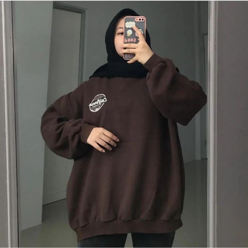 SWEATER OVERSIZE WANITA SABLON DEPAN BELAKANG