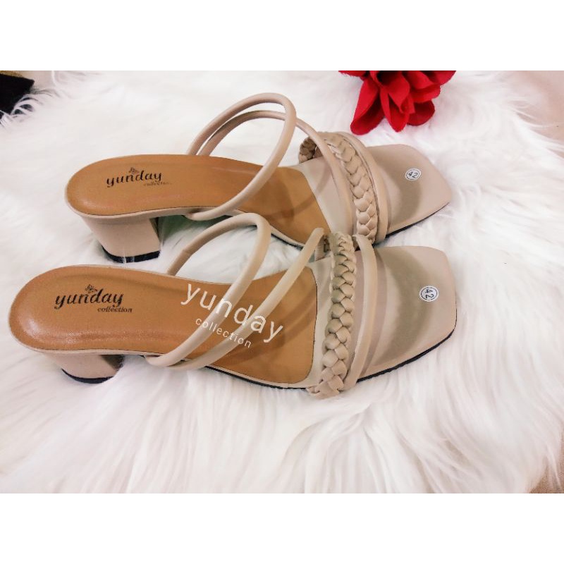 Sandal heels wanita model kepang syantik5cm