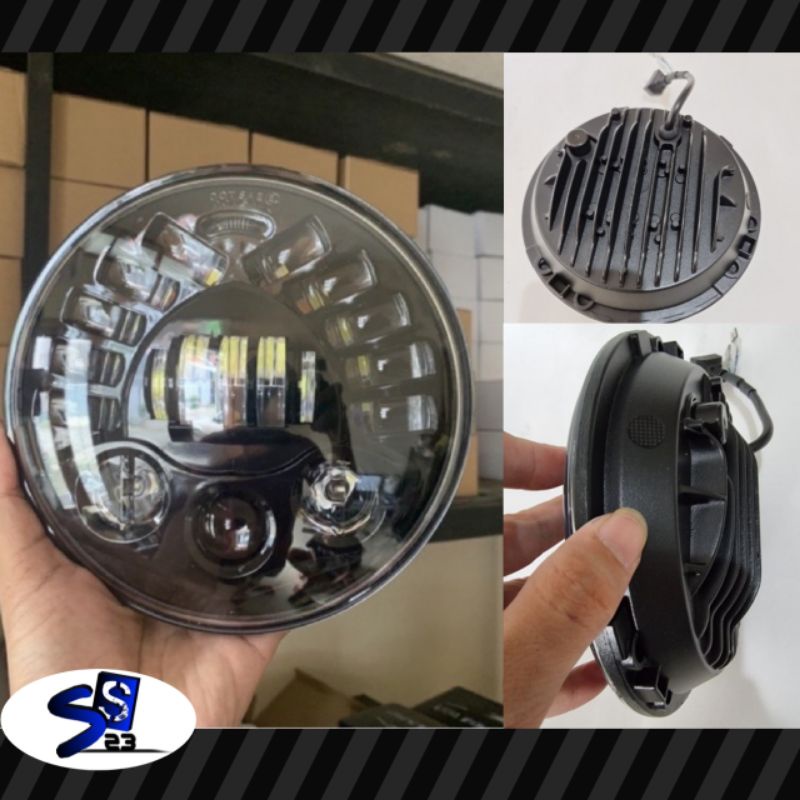 headlamp lampu depan daymaker 7 inch 19 LED variasi motor custom japstyle tiger revo tirev Mp megapr