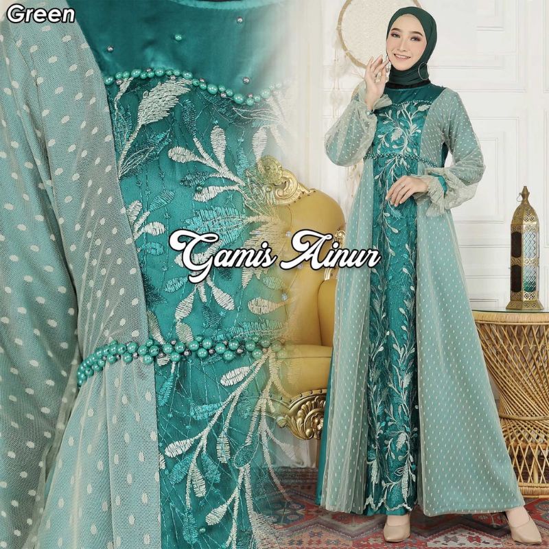 𝑮𝑨𝑴𝑰𝑺𝑷𝑬𝑫𝑰𝑨 Gamis Pesta AINUR Dress Tille Bordir Baju Kondangan Wisuda Original
