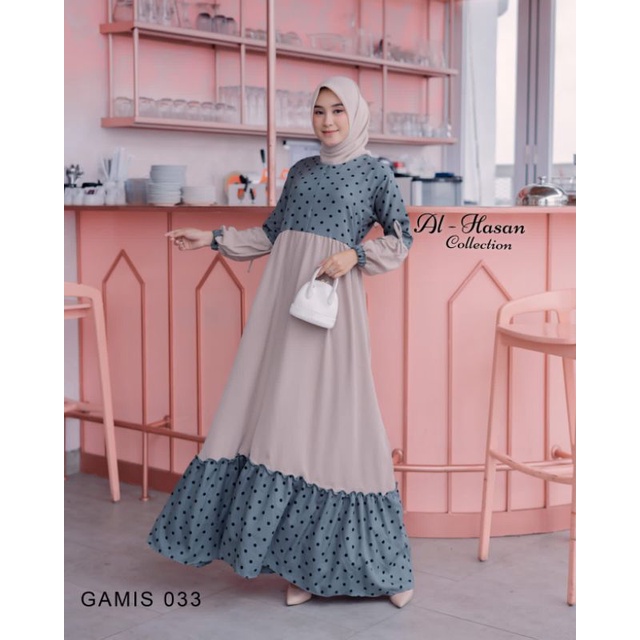 gamis al-hasan collection kode 033 motif polka