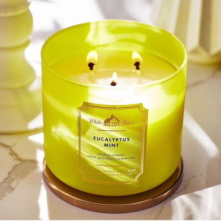 BATH &amp; BODY WORKS BBW EUCALYPTUS MINT 3-WICK SCENTED CANDLE 411 G LILIN WANGI 3 SUMBU UKURAN BESAR PENGHARUM RUANGAN