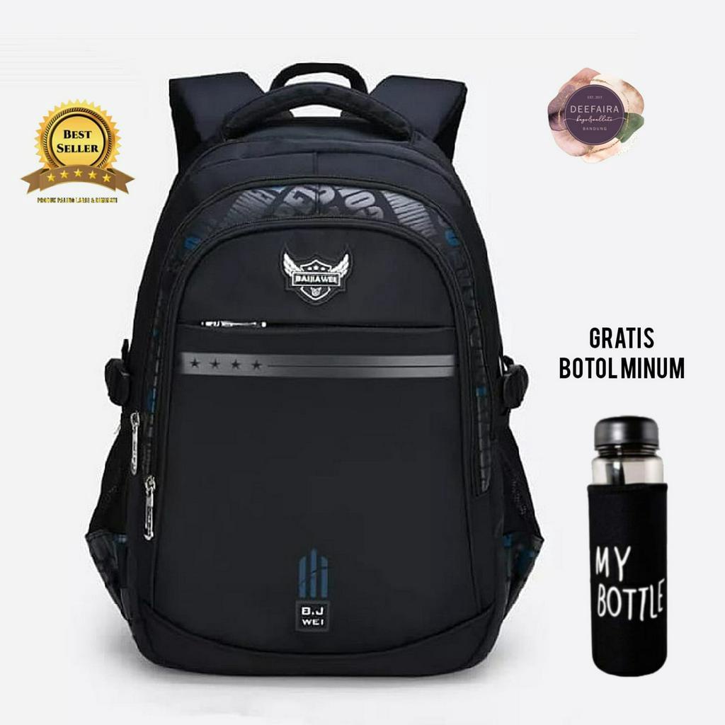 Tas Ransel Pria Model Backpack Kt27V Gratis Botol Minum Untuk Sekolah &amp; Kuliah