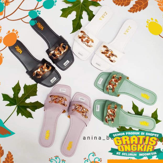 Model korea kpop Blackpink korean style kecil besar jumbo / Anina sandal teplek ZR-09/sandal teplek 