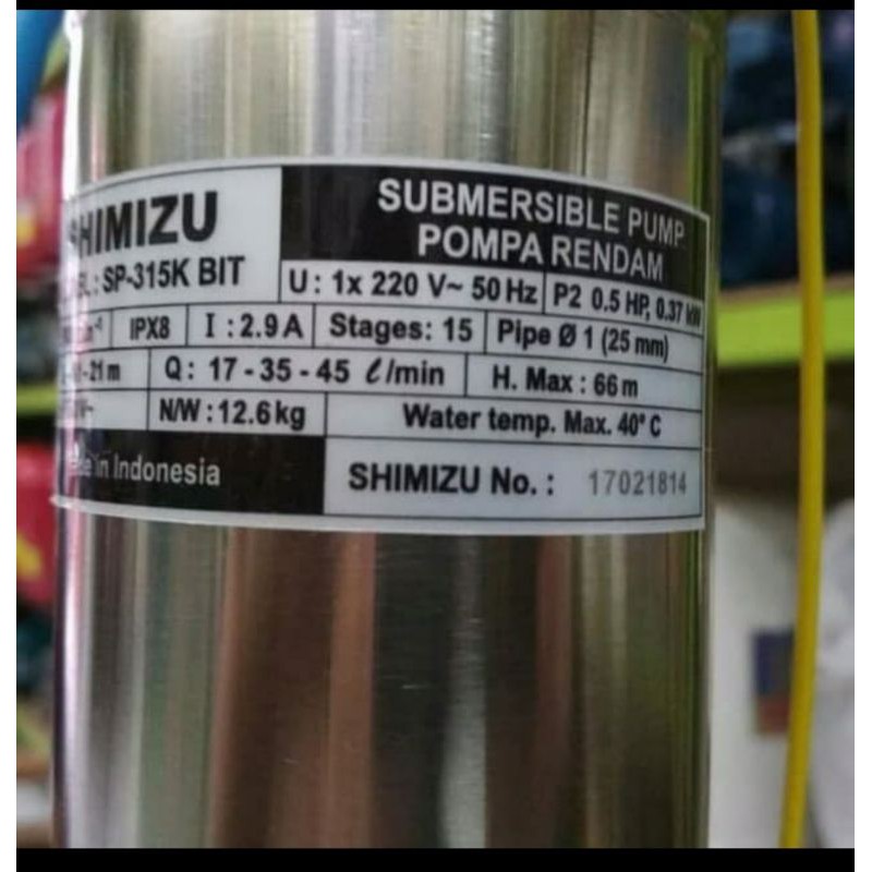 Pompa air sumur dalam submersible / celup shimizu SPG20 315 K BIT 3&quot;