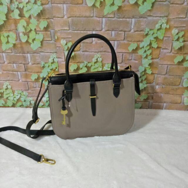 Fossil ryder satchel light taupe medium Large size 30 grey
