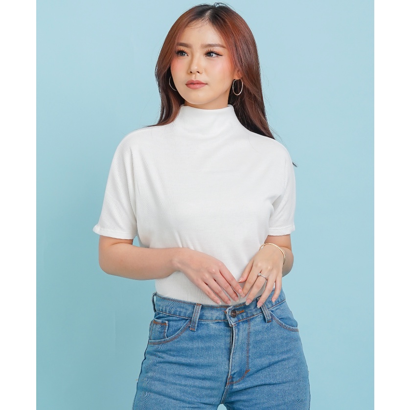 MODAVIE - CHERYL Rib Knit Top Atasan Wanita Blouse Turtle Neck