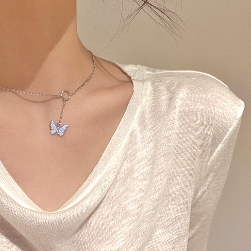 Japanese and Korean Butterfly Necklace Female Niche 2021 New Clavicle Chain Fairy Choker Neck Lace Sweet Heart Jewelry