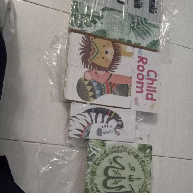 Walldecor Murah Kaligrafi  Ayat Kursi Allah Muhammad / Bahan  Kayu  / 1 Set  Isi 3 Pcs / Monstera