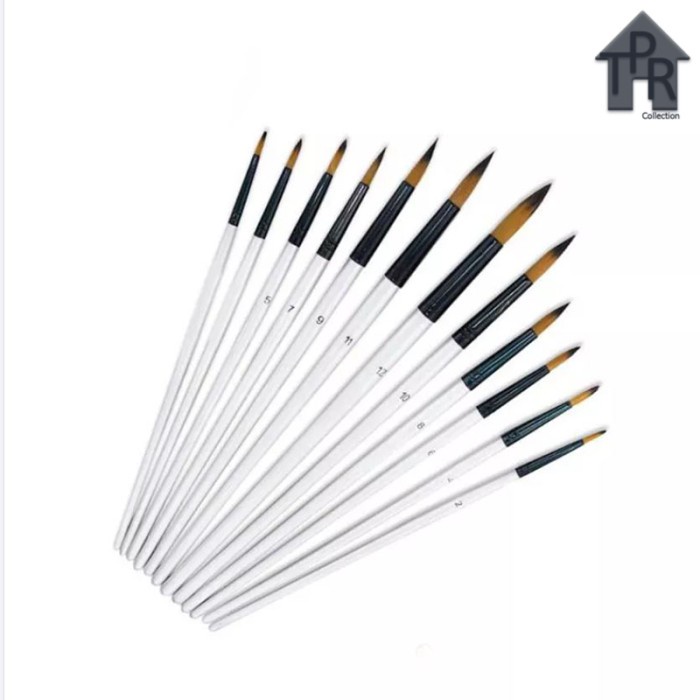 Set kuas lukis lancip / artist paint brush round tips - 12pcs.