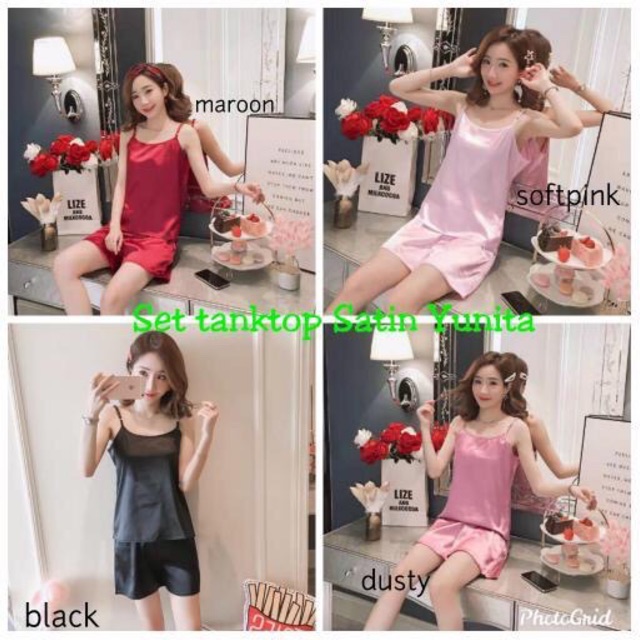 RESTOCK JC- Set Tanktop Import / Sexy sleepwear / Set kensi import / Baju tidur wanita sexy