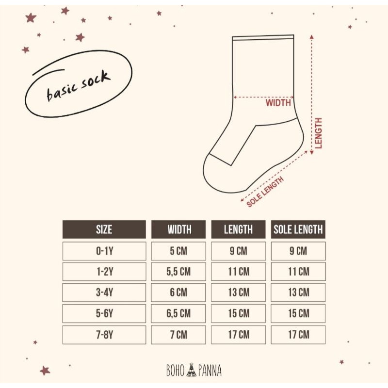 Socks Basic Bohopanna/Basic Sock/Kaos Kaki Bayi/Kaos Kaki Anak/Kaos Kaki Anak Polos