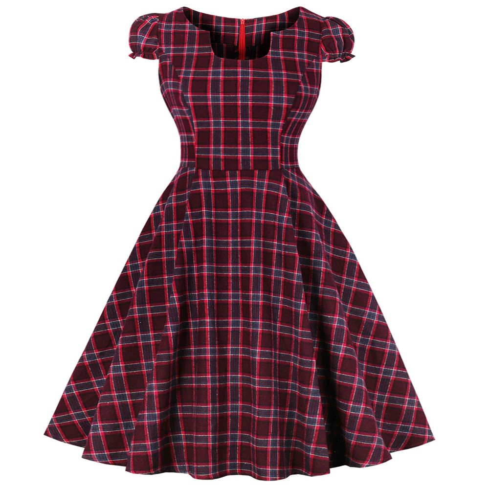 plaid pin up dress