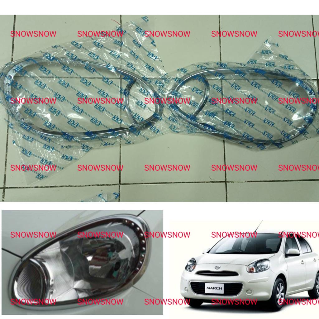 Garnish Lampu Depan Nissan March 2011 2013 Chrome