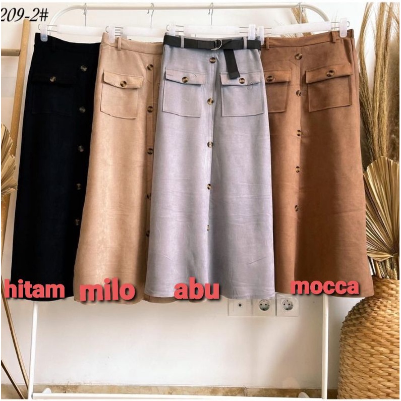 ROK PANJANG SUEDE IMPORT FREE BELT