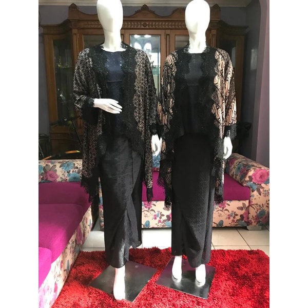 set batik hitam terbaru / batik vicose premium / set batik cantik / batik mewah / batik viscose