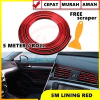 Strip mobil hiasan Panel Dashboard Interior Mobil List Lis Door Car Trim [5 Meter] Silver RED BLUE METALIC dekorasi bagian dalam mobil