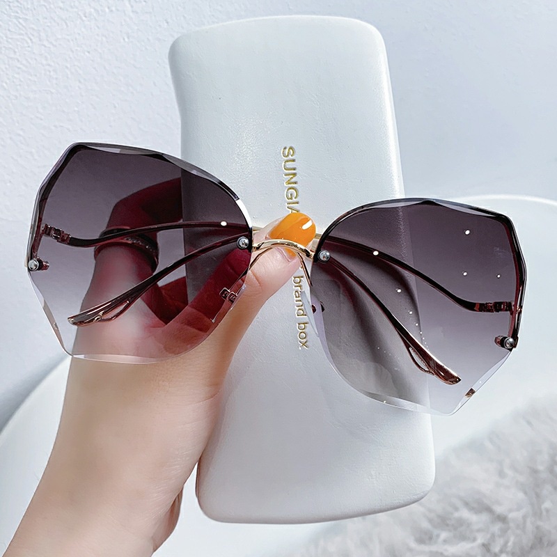 Retro Cut Edge Sunglasses Korean Ocean Gradient Color For Women