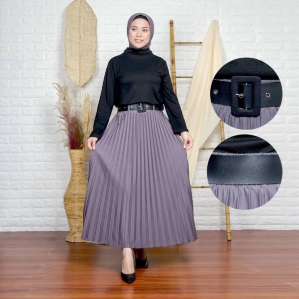 Jual ROK PLISKET  ROK PREMIUM  ROK DEWASA GESPER - ABU TUA Murah