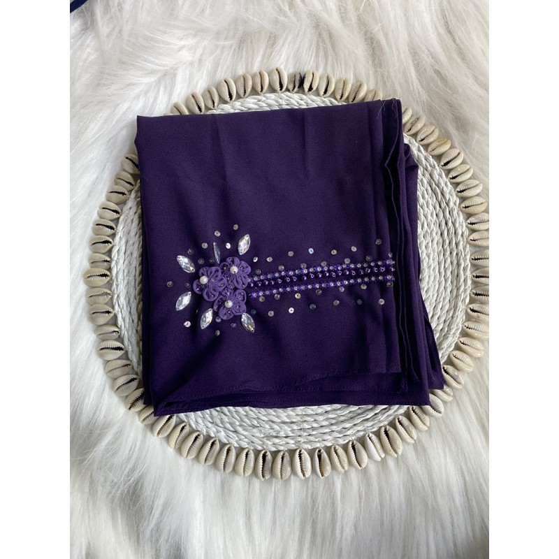 PASHMINA PAYET EDISI RAYA BAHAN DIAMOND CREP UKURAN 175x75-Unggu tua