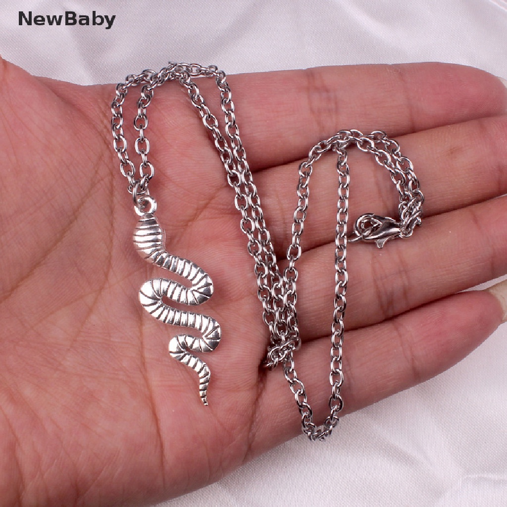 Newbaby 1 Pasang Kalung Rantai Liontin Ular Bahan Alloy Untuk Wanita